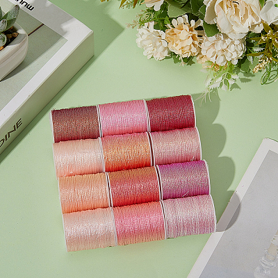 12 Rolls 12 Colors Metallic Sewing Thread OCOR-CY0002-02E-1