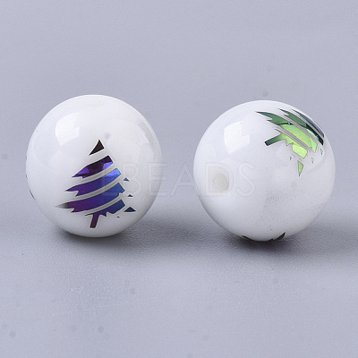 Christmas Opaque Glass Beads X-EGLA-R113-02D-1