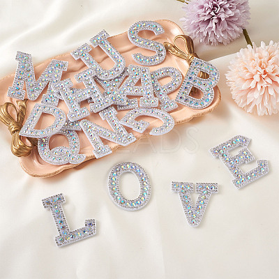 Alphabet Resin Rhinestone Patches DIY-TAC0005-45D-1