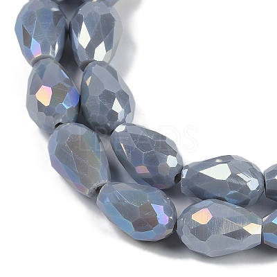 Opaque Solid Color Electroplate Glass Beads Strands EGLA-N013-P8mm-B05-1