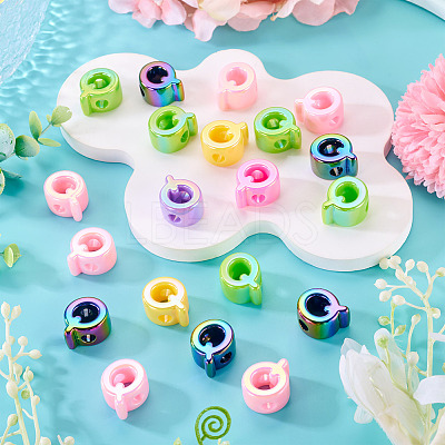 20Pcs UV Plating Opaque Acrylic European Beads OACR-TADJ0001-16Q-1