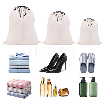 3Pcs 3 Styles Flannel Packing Drawstring Bags ABAG-CO0001-01-1