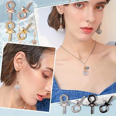 40Pcs 4 Colors Ion Plating(IP) 304 Stainless Steel Cup Pearl Peg Bails Pin Pendants STAS-UN0032-70-1