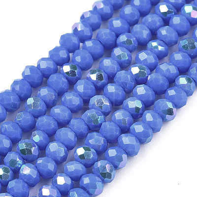 Electroplate Opaque Solid Color Glass Beads Strands EGLA-A044-P2mm-L32-1