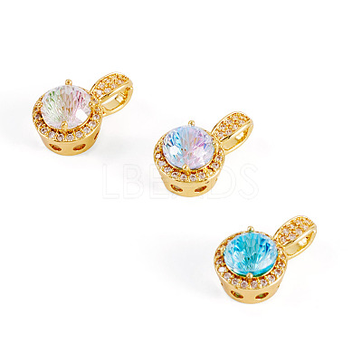 3Pcs 3 Colors Brass Micro Pave Cubic Zirconia Pendants KK-TA0008-25-1
