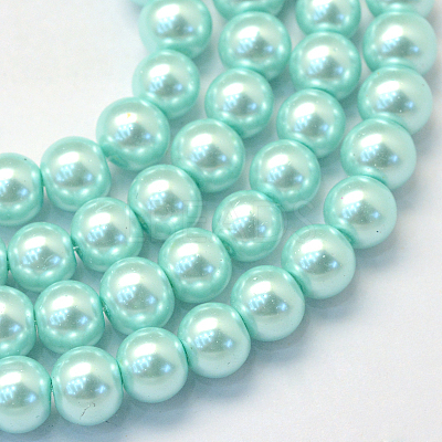 Baking Paint Pearlized Glass Pearl Round Bead Strands X-HY-Q003-6mm-45-1
