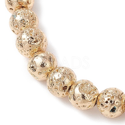 Electroplated Natural Lava Rock Round Beads Stretch Bracelets for Women Men BJEW-JB11982-02-1