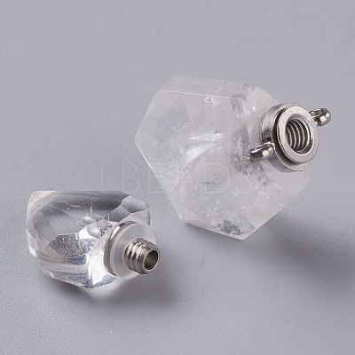 Hexagon Natural Quartz Crystal Perfume Bottle Pendants G-H241-03E-P-1