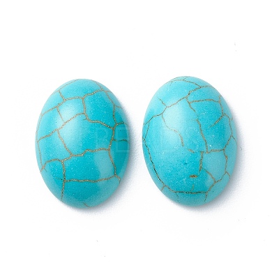 Craft Findings Dyed Synthetic Turquoise Gemstone Flat Back Cabochons TURQ-S276-13x18mm-01-1
