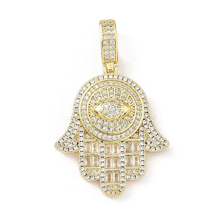 Brass Micro Pave Clear Cubic Zirconia Pendants KK-B141-04G-04-1