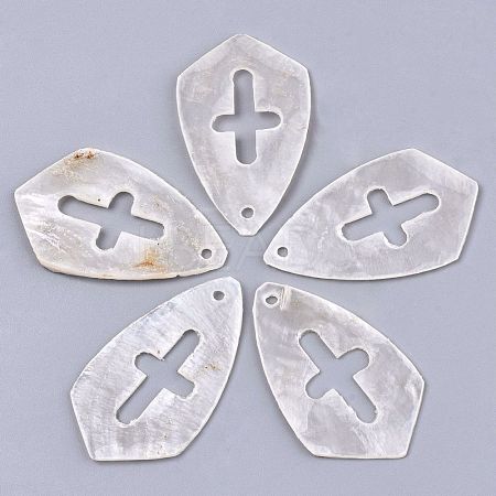 Natural Capiz Shell Pendants X-SHEL-N026-96-1