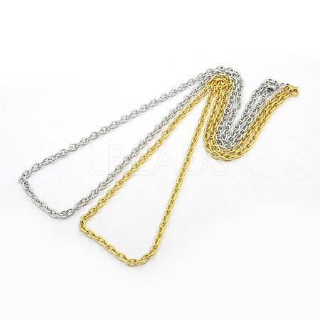 Men's 304 Stainless Steel Cable Chain Necklaces STAS-O037-66-1