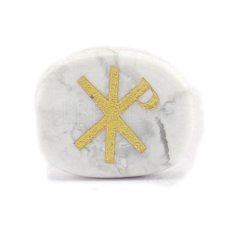 Natural Howlite ChiRho Symbol Healing Chakra Reiki Stone PW-WG44F03-04-1