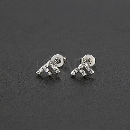 Brass Micro Pave Clear Cubic Zirconia Stud Earrings FS-WGC2F12-06-1