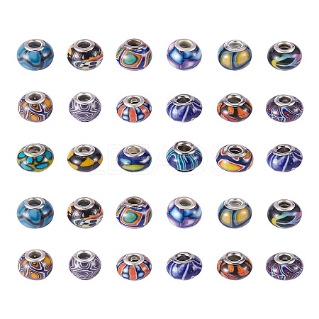 34Pcs 17 Colors Handmade Polymer Clay European Beads CLAY-SZ0001-52-1