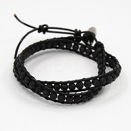 Two Loops Gemstone Wrap Bracelets BJEW-N214-01-1
