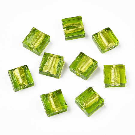 Handmade Silver Foil Lampwork Beads FOIL-S006-12x12mm-06-1