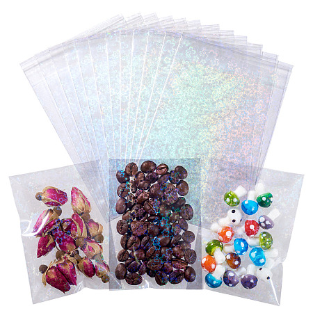 50Pcs Double Face Laser Rectangle PE Cellophane Bags ABAG-TAC0013-14C-1