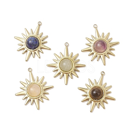 Natural Tiger Eye/Rose Quartz/Lapis Lazuli/Green Aventurine/Amethyst Pendants PALLOY-JF03245-1