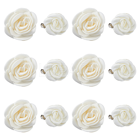 SUPERFINDINGS 8Pcs 2 Style Camellia Shaped Polyester Alligator Hair Clips PHAR-FH0001-03-1
