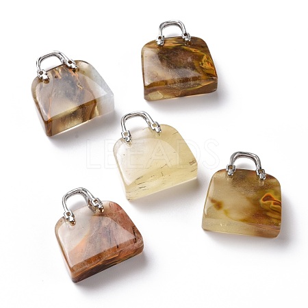 Synthetic Tigerskin Glass Brass Pendants KK-E274-01P-017-1