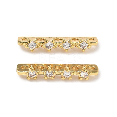 Brass Micro Pave Clear Cubic Zirconia Spacer Bars KK-Z139-11G-01-1