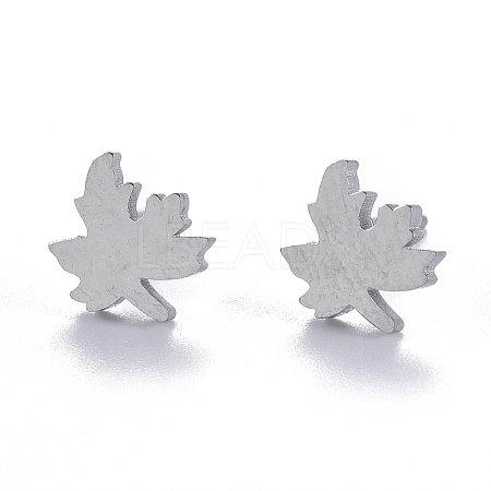 Non-Tarnish Autumn Theme Unisex 304 Stainless Steel Stud Earrings X-EJEW-E254-10P-1