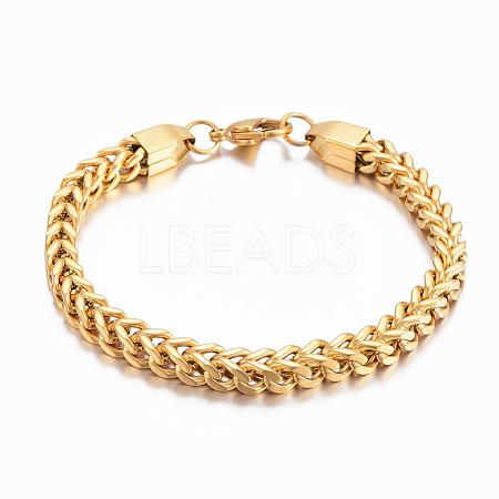 304 Stainless Steel Wheat Chain Bracelets BJEW-H508-06G-1