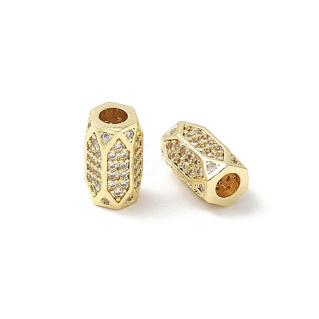 Brass Micro Pave Cubic Zirconia Beads KK-C104-06G-1