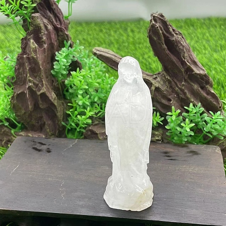 Natural Quartz Crystal Carved Healing Virgin Mary Figurines PW-WG30485-30-1