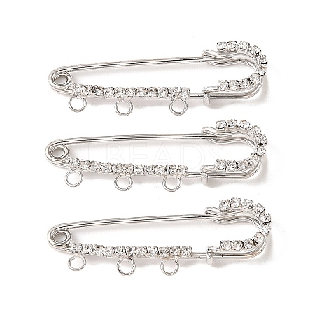 Iron Rhinestone Safety Pins Brooch Findings JEWB-E045-01A-P-1