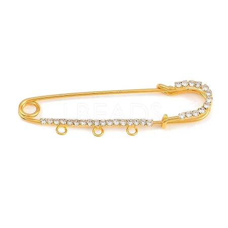 Iron Rhinestone Safety Pins Brooch Findings IFIN-A021-01C-G-1