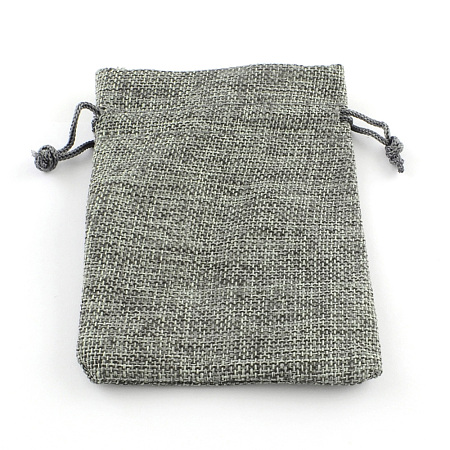 Polyester Imitation Burlap Packing Pouches Drawstring Bags X-ABAG-R005-17x23-04-1