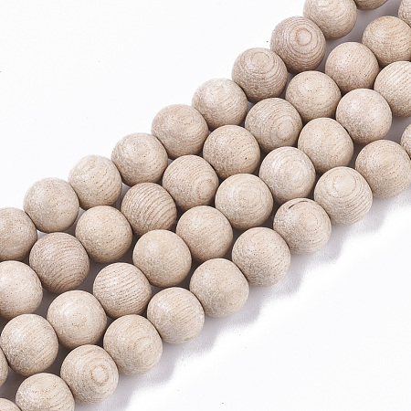 Undyed & Natural Wood Beads Strands X-WOOD-T024-036-1