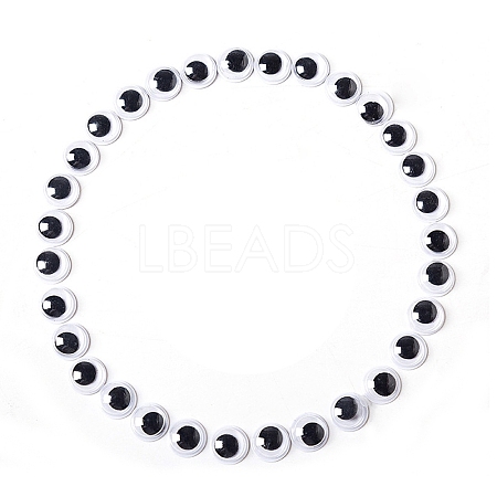 Black & White Plastic Wiggle Googly Eyes Cabochons DOLL-PW0001-077B-1
