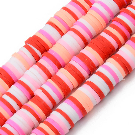 Handmade Polymer Clay Beads Strands CLAY-R089-6mm-104-1