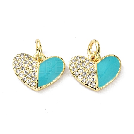 Eco-Friendly Brass Micro Pave Clear Cubic Zirconia Enamel Pendants ZIRC-C021-45G-10-1