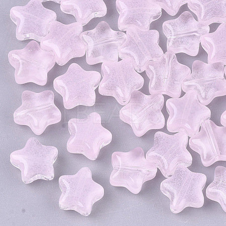 Transparent Spray Painted Glass Beads X-GLAA-N035-01-A02-1