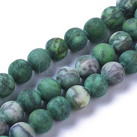 Natural China Silver Leaf Jasper Beads Strands G-F668-18-6mm-1