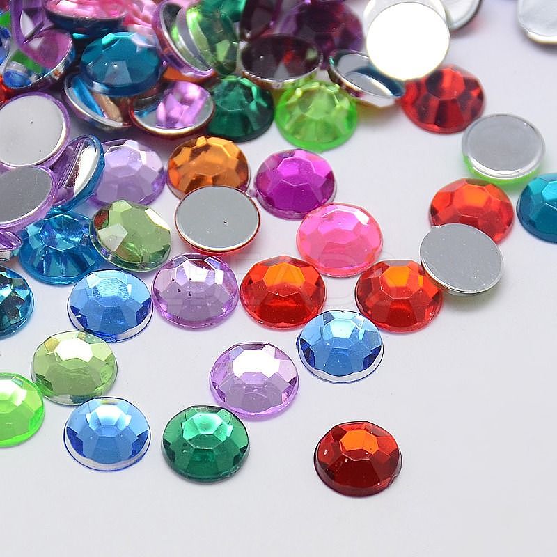 Faceted Half Round/Dome Acrylic Rhinestone Flat Back Cabochons - Lbeads.com