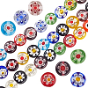 3 Strands Flat Round Handmade Millefiori Glass Beads Strands LAMP-LT0001-15A-1
