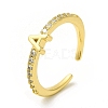 Clear Cubic Zirconia Initial Letter Open Cuff Ring RJEW-H120-09G-A-1