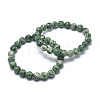 Natural Green Spot Jasper Bead Stretch Bracelets BJEW-K212-A-017-1