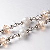 Handmade Faceted Rondelle Glass Beads Chains for Necklaces Bracelets Making AJEW-JB00122-04-1