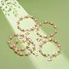 Pink Acrylic & Synthetic Hematite Beaded Stretch Bracelet with Alloy Enamel Charms for Women BJEW-JB08726-2