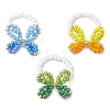 3Pcs 3 Colors Butterfly Glass Seed Beaded Stretch Finger Rings for Women RJEW-TA00150-1