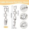 6Pcs Extender Clasps Brass Micro Pave Cubic Zirconia Fold Over Extension Clasps FIND-BBC0003-54A-2
