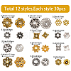 360Pcs 12 Styles Alloy Bead Caps FIND-PA0001-15-2