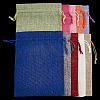 10Pcs 10 Colors Rectangle Burlap Packing Pouches ABAG-SP0001-50-6