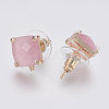 Faceted Glass Stud Earring Findings GLAA-F084-C11-2